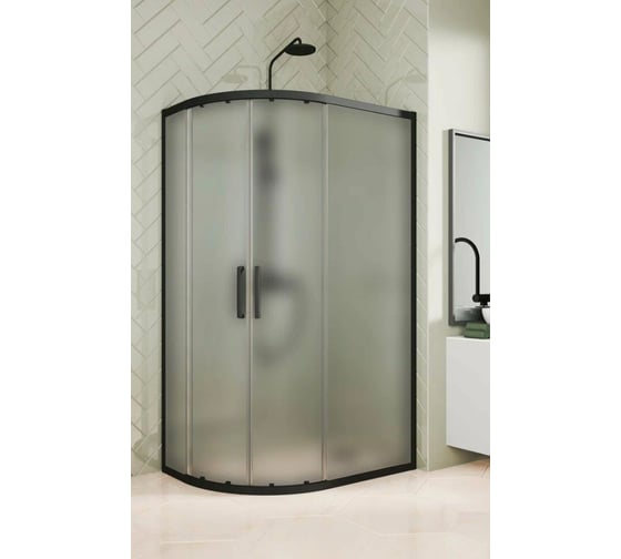 Душевой уголок GuteWetter GWMPKB018RB 105x100x200 см, цвет фурнитуры черный матовый, цвет стекла матовый, стекло закаленное 6 мм, открывание двери левое / правое 4698031923625 1