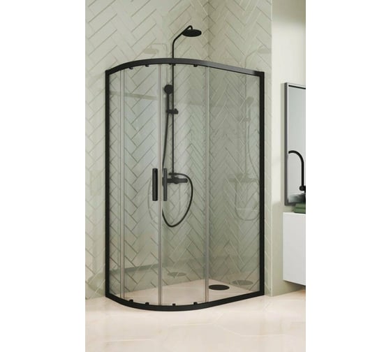Душевой уголок GuteWetter GWMPKB018RB 105x85x200 см, цвет фурнитуры черный матовый, цвет стекла бесцветный, стекло закаленное 6 мм, открывание двери левое / правое 4698031922864 1