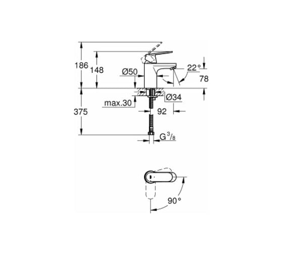 Смеситель для раковины GROHE Eurosmart Cosmopolitan с энергосберегающим картриджем 2337600E
