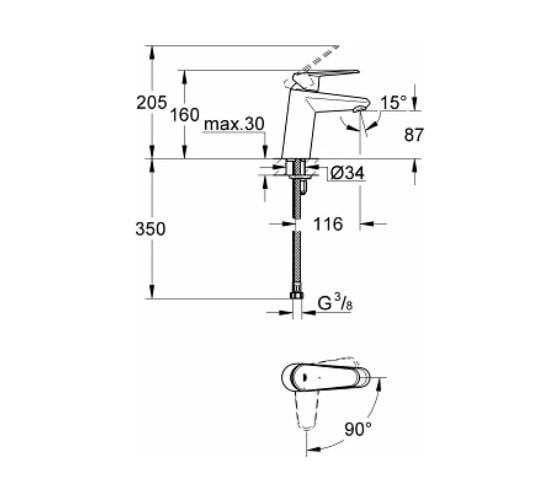 Однорычажный смеситель GROHE Eurodisc Cosmopolitan с энергосберегающим картриджем 2338220E