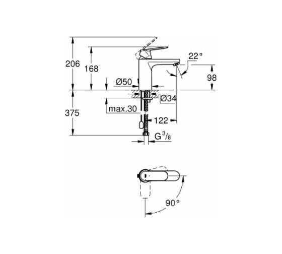 Смеситель для раковины GROHE Eurosmart Cosmopolitan с энергосберегающим картриджем 2339700E