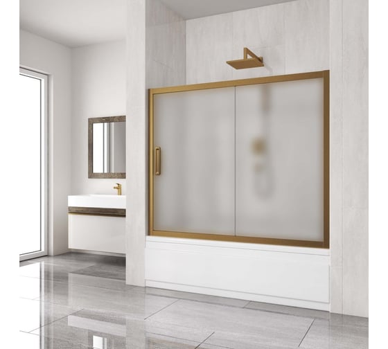 Шторка на ванну GuteWetter GWMPKB019P2 180x150 см, цвет фурнитуры бронзовый, цвет стекла матовый, стекло закаленное 6 мм, открывание двери левое / правое 4698031294985 1