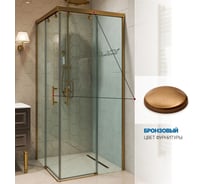 Душевой уголок GuteWetter GWMPSLSQ864 95x95x200 см, цвет фурнитуры бронзовый, цвет стекла бесцветный, стекло закаленное 8 мм / 6 мм, открывание двери левое / правое 4698032906702