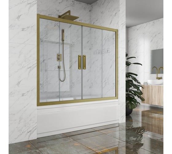 Шторка на ванну GuteWetter GWMPKB019P4 185x150 см, цвет фурнитуры бронзовый, цвет стекла бесцветный, стекло закаленное 6 мм, открывание двери левое / правое 4698031293049 1