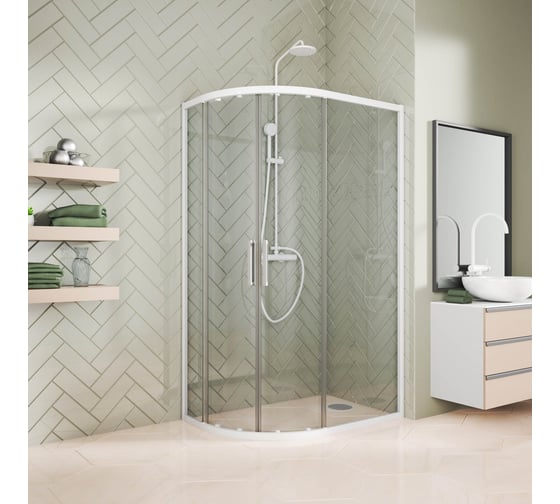 Душевой уголок GuteWetter GWMPKB018RB 125x80x200 см, цвет фурнитуры белый матовый, цвет стекла бесцветный, стекло закаленное 6 мм, открывание двери левое / правое 4698032689353 1