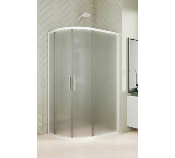 Душевой уголок GuteWetter GWMPKB018RB 100x85x200 см, цвет фурнитуры белый матовый, цвет стекла матовый, стекло закаленное 6 мм, открывание двери левое / правое 4698032688219 1
