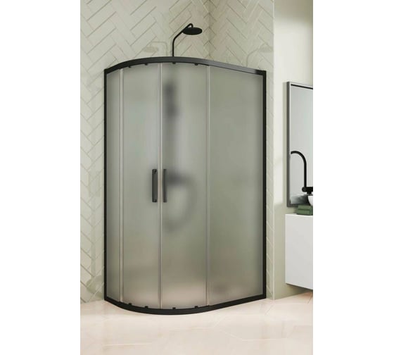 Душевой уголок GuteWetter GWMPKB018RB 100x85x200 см, цвет фурнитуры черный матовый, цвет стекла матовый, стекло закаленное 6 мм, открывание двери левое / правое 4698031923403 1