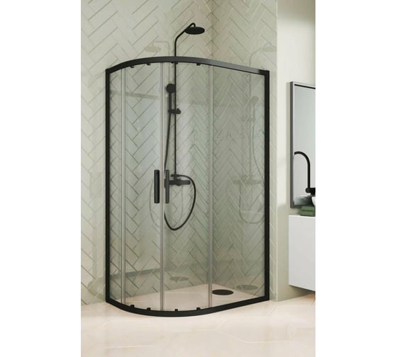 Душевой уголок GuteWetter GWMPKB018RB 100x80x200 см, цвет фурнитуры черный матовый, цвет стекла бесцветный, стекло закаленное 6 мм, открывание двери левое / правое 4698031922765