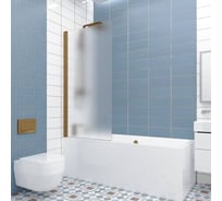 Шторка на ванну GuteWetter GWMPKB020P601N 54x141 см, цвет фурнитуры бронзовый, цвет стекла матовый, стекло закаленное 6 мм 4698032450700