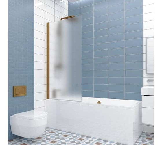 Шторка на ванну GuteWetter GWMPKB020P601N 59x141 см, цвет фурнитуры бронзовый, цвет стекла матовый, стекло закаленное 6 мм 4698032451264 1