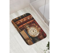 Коврик противоскользящий JoyArty "Книжные часы" для ванной, сауны, бассейна, bath_15863