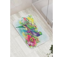 Коврик противоскользящий JoyArty "Пара попугаев в цветах" для ванной, сауны, бассейна, bath_14985