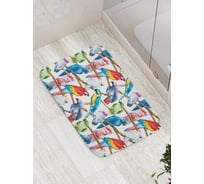 Коврик противоскользящий JoyArty "Коллекция попугаев" для ванной, сауны, бассейна, bath_12044