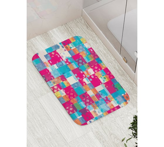 Коврик противоскользящий JoyArty "Квадраты врут" для ванной, сауны, бассейна, bath_21408 1