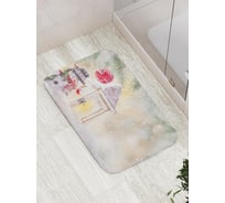 Коврик противоскользящий JoyArty "Веселый снеговик под елкой" для ванной, сауны, бассейна, bath_21493