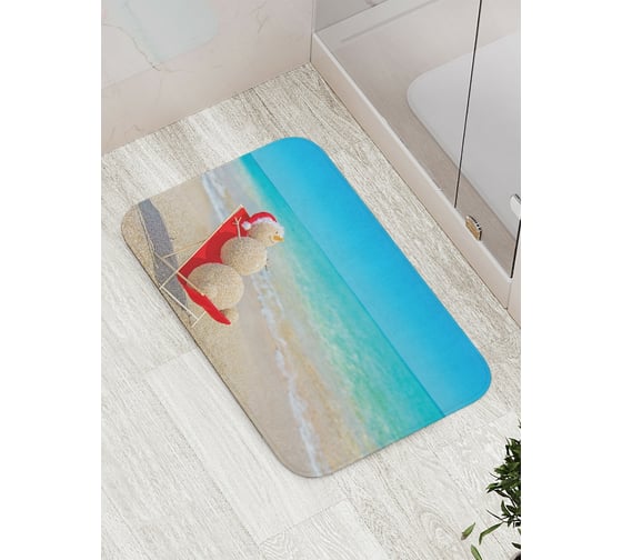 Коврик противоскользящий JoyArty "Загарающий снеговик" для ванной, сауны, бассейна, bath_21439 1