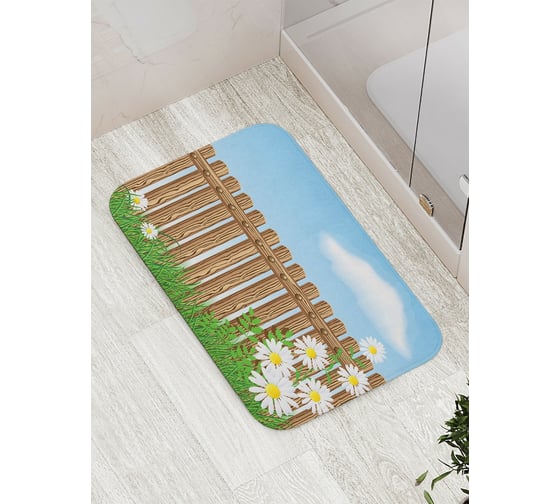 Коврик противоскользящий JoyArty "Деревенский забор" для ванной, сауны, бассейна, bath_21642