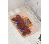 Коврик противоскользящий JoyArty "Окно в цветочном избытке" для ванной, сауны, бассейна, bath_18005