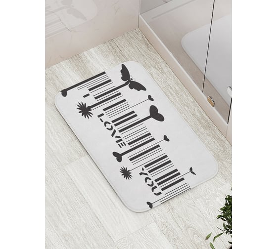 Коврик противоскользящий JoyArty "Любовный штрих код" для ванной, сауны, бассейна, bath_2910 1