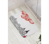 Коврик противоскользящий JoyArty "Цветы над деревней" для ванной, сауны, бассейна, bath_2911