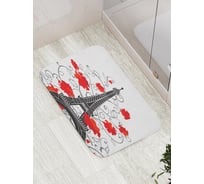 Коврик противоскользящий JoyArty "Алые цветы и париж" для ванной, сауны, бассейна, bath_2279