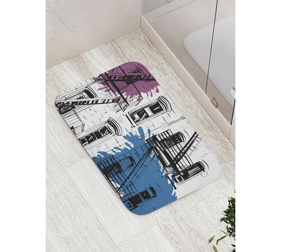 Коврик противоскользящий JoyArty "Городские тени" для ванной, сауны, бассейна, bath_3454