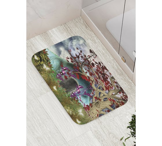 Коврик противоскользящий JoyArty "Домик Хоббита" для ванной, сауны, бассейна, bath_3383