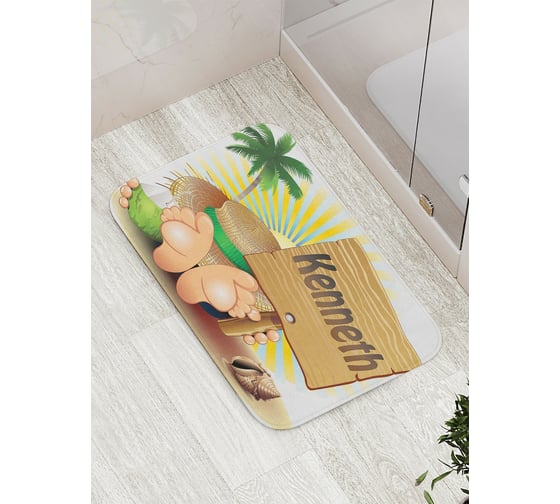Коврик противоскользящий JoyArty "Кеннет в отпуске" для ванной, сауны, бассейна, bath_3973 1