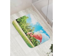 Коврик противоскользящий JoyArty "Фламинго в тропиках" для ванной, сауны, бассейна, bath_4279