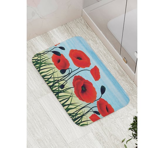 Коврик противоскользящий JoyArty "Ароматный мак" для ванной, сауны, бассейна, bath_3990 1