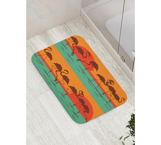 Коврик противоскользящий JoyArty "Фламинго на закате" для ванной, сауны, бассейна, bath_4894 1