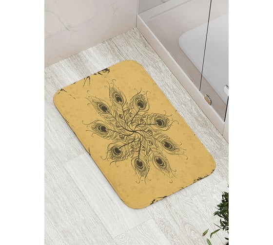 Коврик противоскользящий JoyArty "Цветок из перьев" для ванной, сауны, бассейна, bath_4895 1