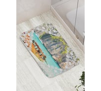 Коврик противоскользящий JoyArty "Лодка в узорчатой рамке" для ванной, сауны, бассейна, bath_4798