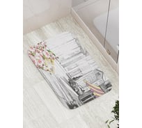 Коврик противоскользящий JoyArty "Нарисованный город и цветы" для ванной, сауны, бассейна, bath_5005