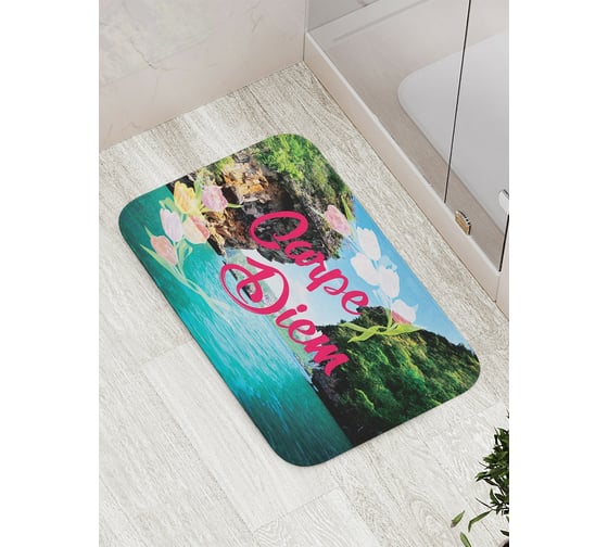 Коврик противоскользящий JoyArty "Надпись на фоне океана" для ванной, сауны, бассейна, bath_5023 1