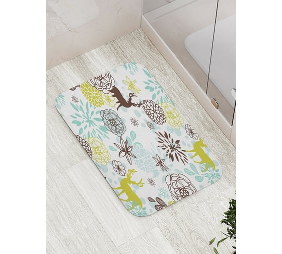 Коврик противоскользящий JoyArty "Олени и цветы" для ванной, сауны, бассейна, bath_50117 1