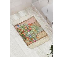 Коврик противоскользящий JoyArty "Новогодняя елочка рисунок на заборе" для ванной, сауны, бассейна, bath_5476