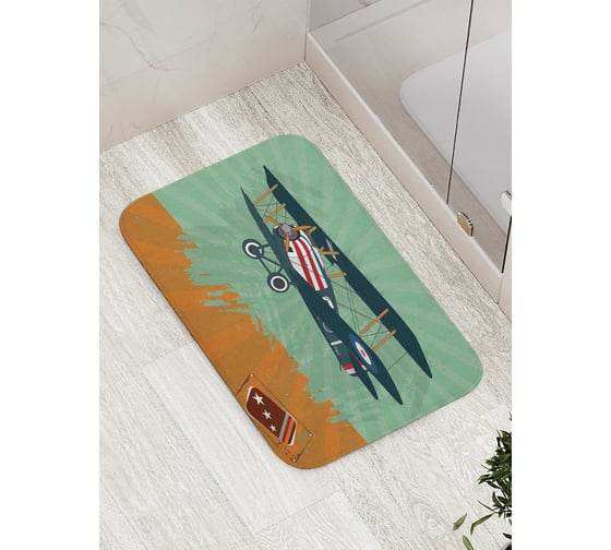 Коврик противоскользящий JoyArty "Ретро самолет" для ванной, сауны, бассейна, bath_5615 1