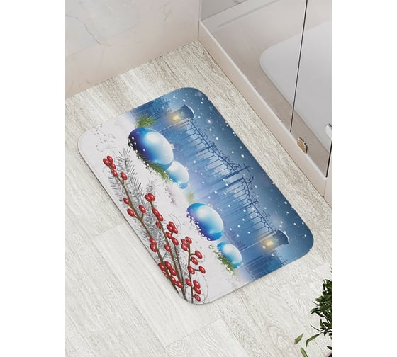 Коврик противоскользящий JoyArty "Елочные шары у ворот" для ванной, сауны, бассейна, bath_5686 1
