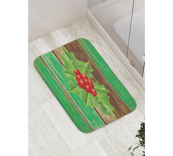 Коврик противоскользящий JoyArty "Рождественская звезда на деревянных досках" для ванной, сауны, бассейна, bath_5478 1