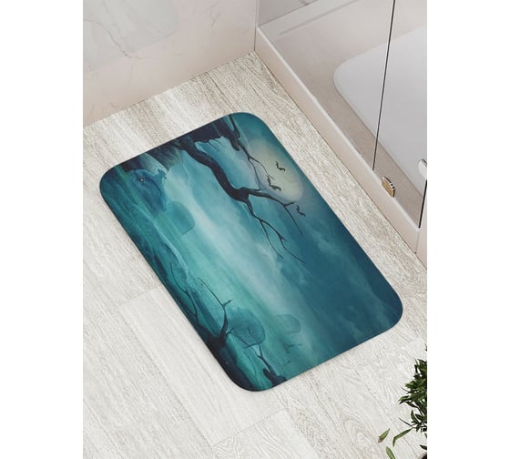 Коврик противоскользящий JoyArty "Туманное полнолуние" для ванной, сауны, бассейна, bath_5902 1
