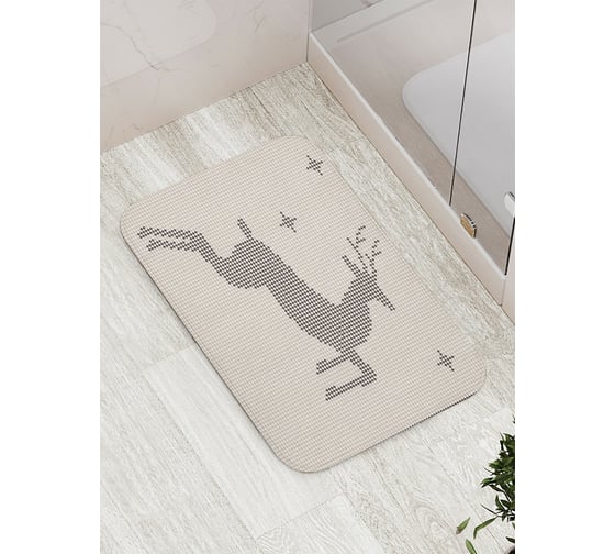 Коврик противоскользящий JoyArty "Клетчатый олень" для ванной, сауны, бассейна, bath_5929