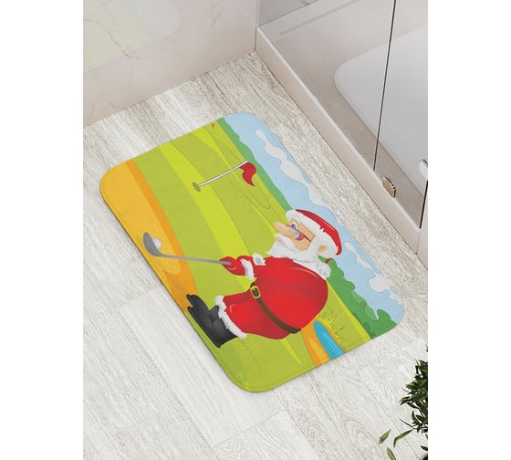 Коврик противоскользящий JoyArty "Санта-гольфист" для ванной, сауны, бассейна, bath_6106 1