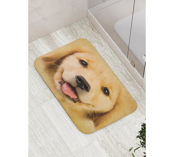 Коврик противоскользящий JoyArty "Улыбающаяся собака" для ванной, сауны, бассейна, bath_7358 1