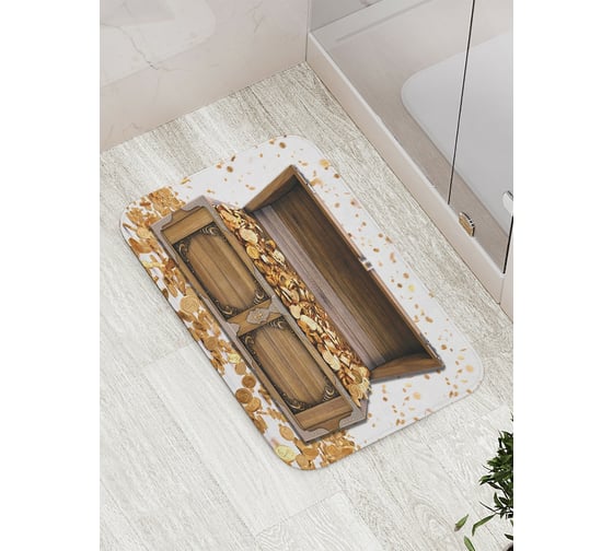 Коврик противоскользящий JoyArty "Сундук золотых монет" для ванной, сауны, бассейна, bath_7509 1