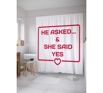 Штора (занавеска) для ванной JoyArty "Он спросил она ответила Да" из сатена, 180х200 см с крючками, sc_34534