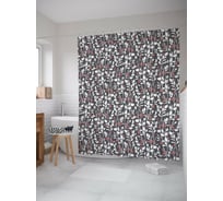 Штора (занавеска) для ванной JoyArty "Ветки с ягодами" из сатена, 180х200 см с крючками, sc_53444