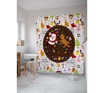 Штора (занавеска) для ванной JoyArty "Веселого Рождества" из сатена, 180х200 см с крючками, sc_53275