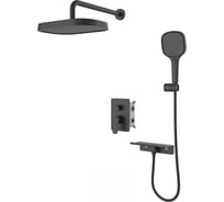 Душевая система скрытого монтажа Milardo Azure с тропическим душем и ручным душем, черный матовый AZUBL02M67