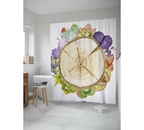 Штора (занавеска) для ванной JoyArty "Спил дерева" из сатена, 180х200 см с крючками, sc_39227